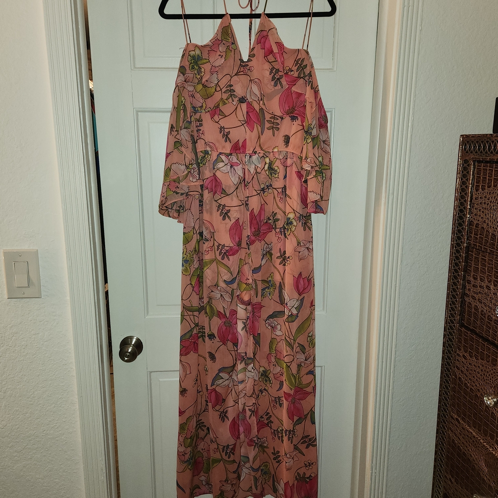 Elegant Floral Shoulderless Dress